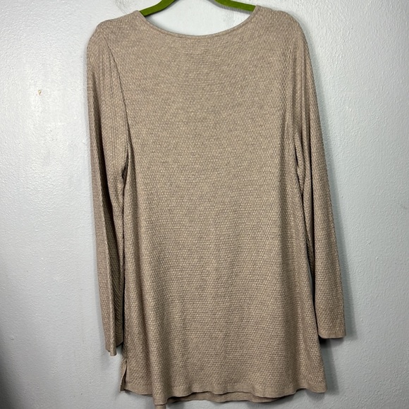J.Jill Tan Long Sleeve Waffle Knit Sweater Tunic Top Large - Picture 6 of 6